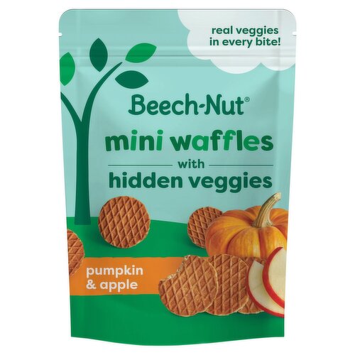 Beech-Nut Pumpkin & Apple Mini Waffles with Hidden Veggies, for First Teeth Toddler, 3.2 oz