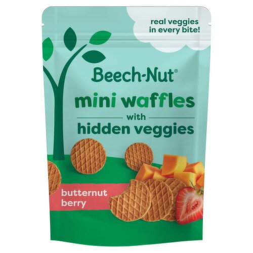 Beech-Nut Butternut Berry Mini Waffles with Hidden Veggies, for First Teeth Toddler, 3.2 oz