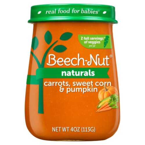 Beech-Nut Naturals Carrots, Sweet Corn & Pumpkin Baby Food, Stage 2, 6 Months+, 4 oz