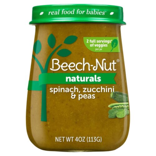 Beech-Nut Naturals Spinach, Zucchini & Peas Baby Food, Stage 2, 6 Months+, 4 oz