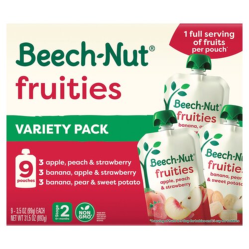 Beech-Nut Fruities Baby Food Variety Pack, 3.5 oz, 9 count