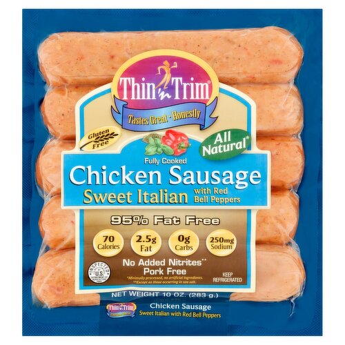 Thin 'n Trim Sweet Italian with Red Bell Peppers Chicken Sausage, 5 count, 10 oz