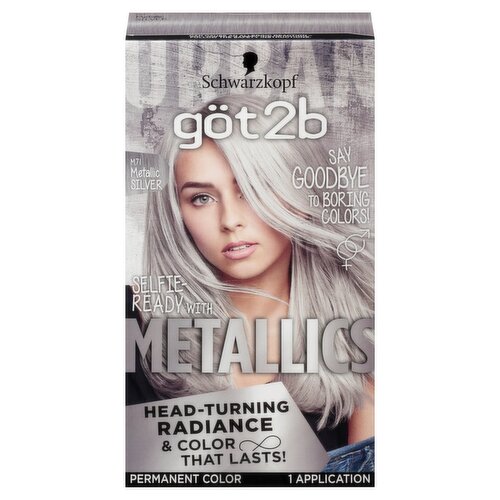 Schwarzkopf Göt2b Metallics M71 Metallic Silver Permanent Hair Color, 1 application