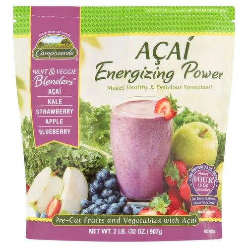 Campoverde Açaí Energizing Power Fruit and Veggie Blenders, 8 count, 32 oz