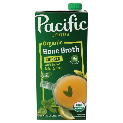 Pacific Foods Organic Chicken with Lemon Balm & Sage Bone Broth, 32 oz