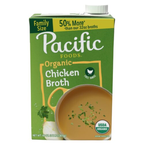 Pacific Foods Organic Free Range Chicken Broth Value Size, 48 oz