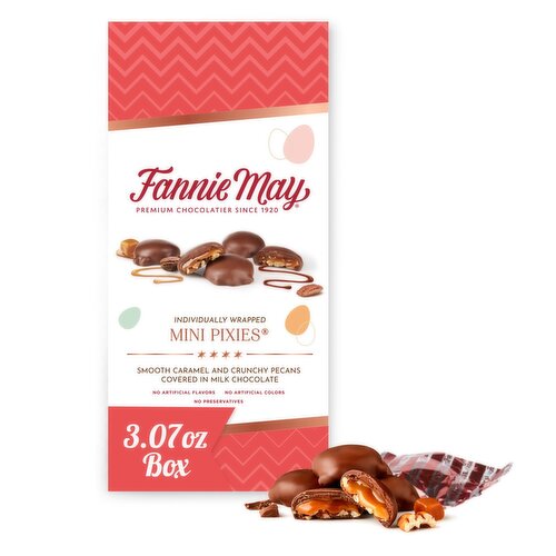 Fannie May Smooth Caramel and Crunchy Pecans Covered in Milk Chocolate Mini Pixies, 3.07 oz