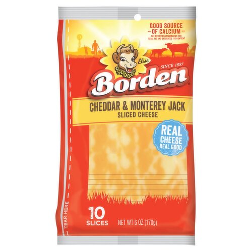 Borden Cheddar & Monterey Jack Sliced Cheese, 10 count, 6 oz