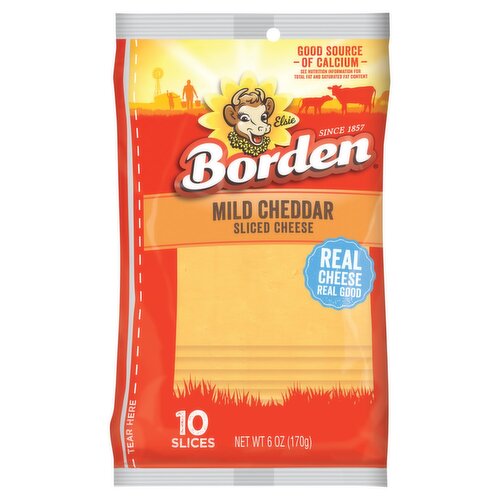 Borden Mild Cheddar Sliced Cheese, 10 count, 6 oz