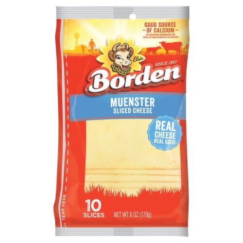 Borden Muenster Sliced Cheese, 10 count, 6 oz