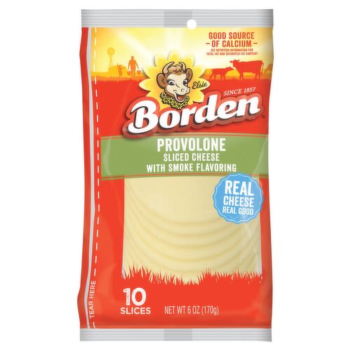 Borden Provolone Sliced Cheese with Smoke Flavoring, 10 count, 6 oz