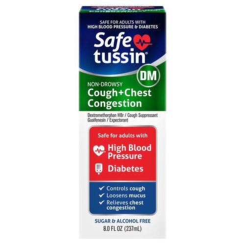 Safe Tussin DM Non-Drowsy Cough + Chest Congestion Liquid, 8.0 fl oz