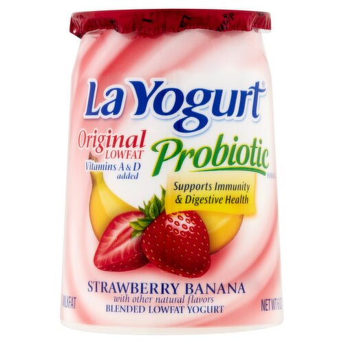 La Yogurt Original Strawberry Banana Blended Lowfat Yogurt, 6 oz