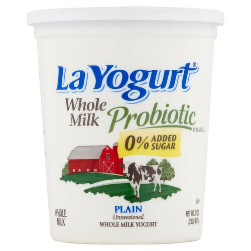 La Yogurt Probiotic Formula Plain Unsweetened Whole Milk Yogurt, 32 oz