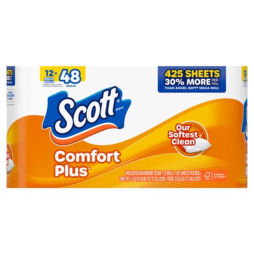 Scott ComfortPlus Unscented Bathroom Tissue, 12 count