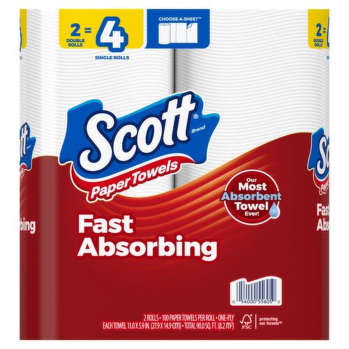 Scott Fast Absorbing Paper Towels Rolls, 2 count