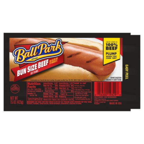 Ball Park Bun Size Beef Franks, 15 oz