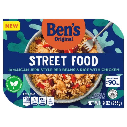 Ben's Original Street Food Jamaican Jerk Style Red Beans & Rice with Chicken, 9 oz