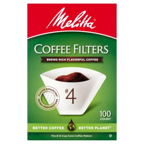 Melitta #4 Cone Coffee Filters, 100 count