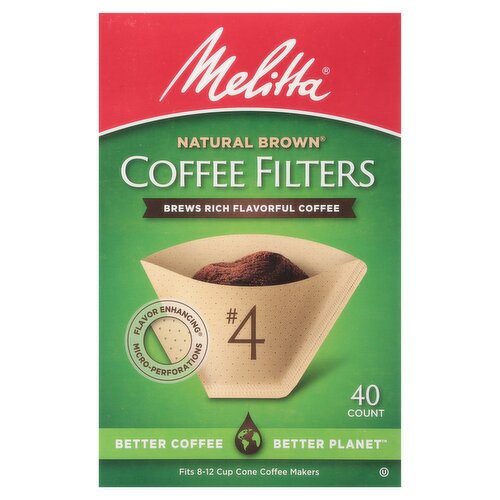  Melitta #4 Super Premium Natural Brown Cone Coffee Filters, 40 count