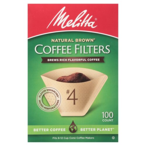 Melitta Natural Brown #4 Coffee Filters, 100 count