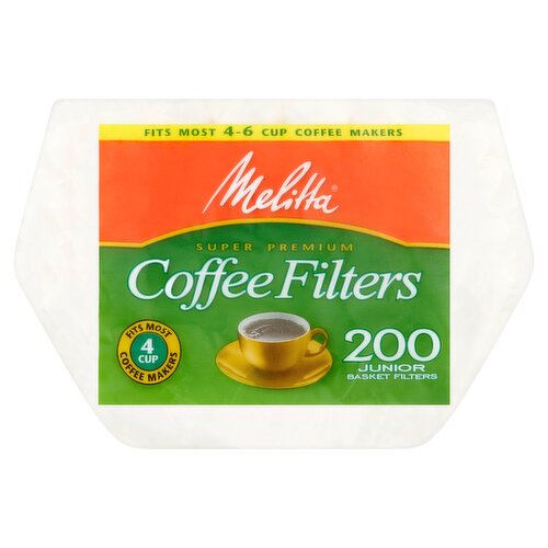 Melitta Super Premium Junior Basket Coffee Filters, 200 count