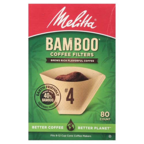 Melitta #4 Bamboo Cone Coffee Filters, 80 count