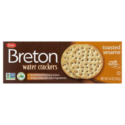 Dare Breton Toasted Sesame Water Crackers, 4.4 oz