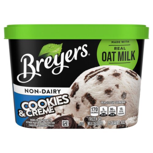 Breyers Non-Dairy Cookies & Crème Frozen Almond Milk Dessert, 1.5 quart