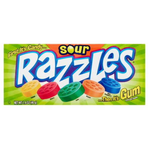 Razzles Sour Candy Gum, 1.4 oz