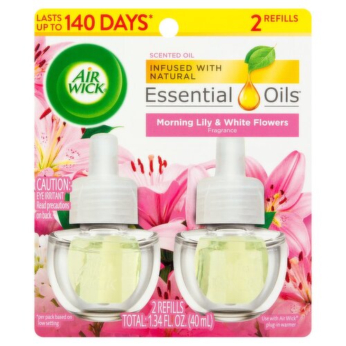 Air Wick Morning Lily & White Flowers Fragrance Scented Oil Refills, 2 count, 1.34 fl oz