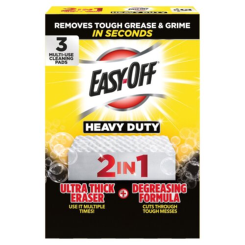 Easy-Off Heavy Duty 2 in 1 Ultra Thick Eraser + Degreasing Formula Multi-Use Cleaning Pads, 3 count