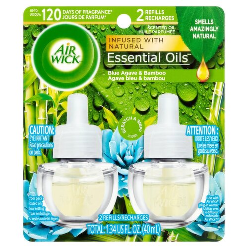 Air Wick Blue Agave & Bamboo Scented Oil Refills, 1.34 fl oz, 2 Count