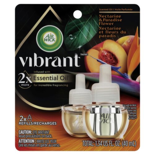 Air Wick Vibrant Nectarine & Paradise Flower Scented Oil Refills, 2 count, 1.34 fl oz