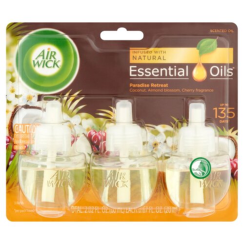 Air Wick Essential Oils Paradise Retreat Scented Oil, 0.67 fl oz, 3 count