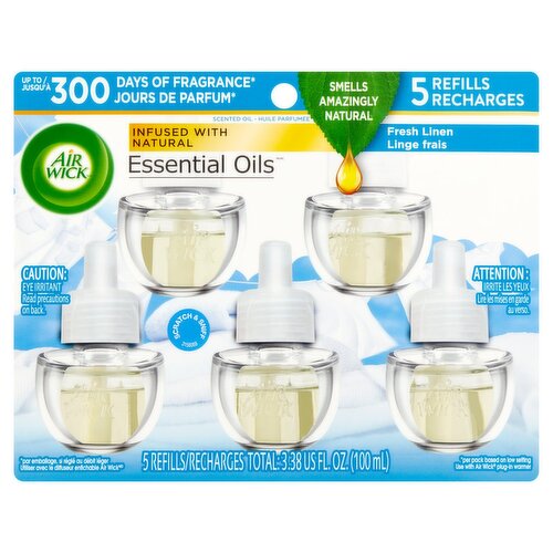 Air Wick Fresh Linen Scented Oil Refills, 5 count, 3.38 fl oz