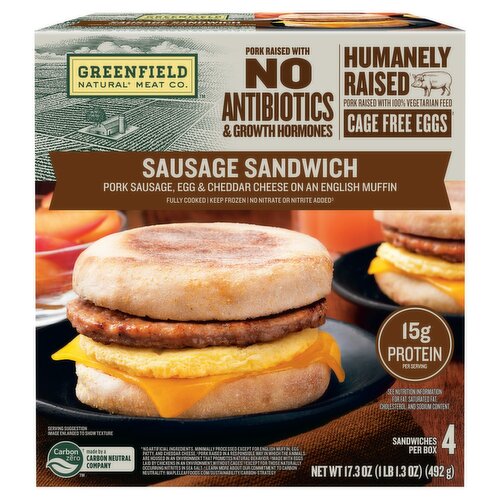 Greenfield Natural Meat Co. Sausage Sandwich, 4 count, 17.3 oz