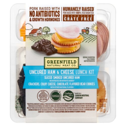 Greenfield Natural Meat Co. Sliced Smoked Uncured Ham & Cheese Lunch Kit, 2.9 oz