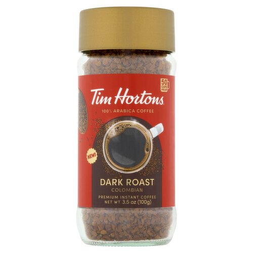 Tim Hortons Dark Roast Colombian Premium Instant 100% Arabica Coffee, 3.5 oz