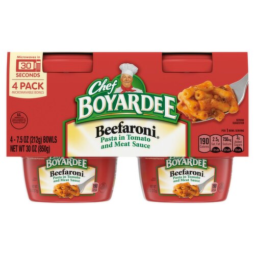 Chef Boyardee Beefaroni Bowls, 7.5 oz, 4 count