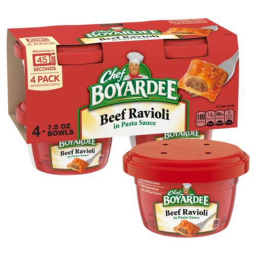 Chef Boyardee Beef Ravioli Bowls in Pasta Sauce, 7.5 oz, 4 count
