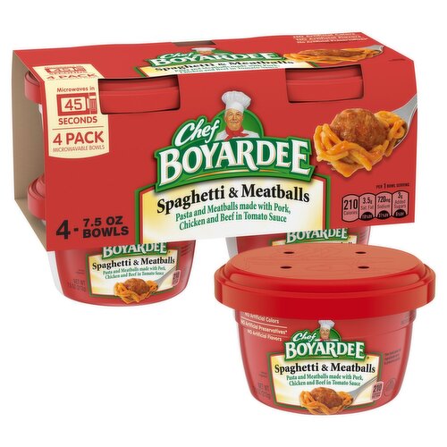 Chef Boyardee Spaghetti & Meatballs Bowls, 7.5 oz, 4 count