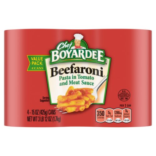 Chef Boyardee Beefaroni Value Pack, 15 oz, 4 count