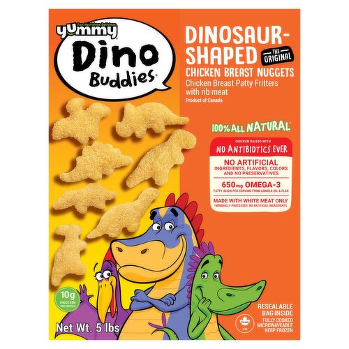 Yummy Dino Buddies The Original Dinosaur-Shaped Chicken Breast Nuggets, 5 lbs