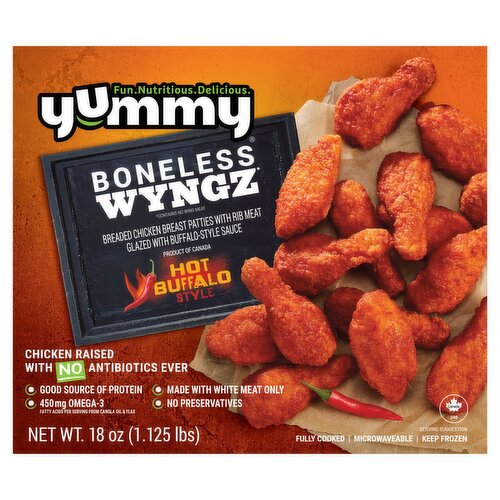 Yummy Hot Buffalo Style Boneless Wyngz, 18 oz