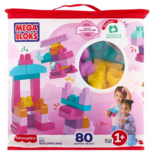 Mattel Mega Bloks First Builders Big Building Blocks Bag, 1+, 80 count