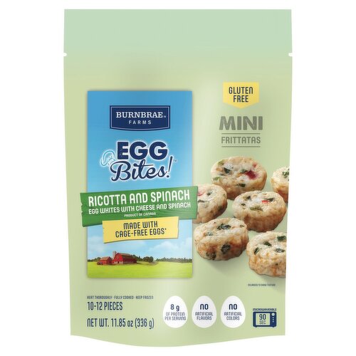 Burnbrae Farms Egg Bites! Ricotta and Spinach Gluten Free Mini Frittatas, 11.85 oz