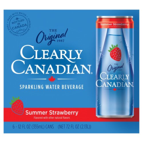 Clearly Canadian Summer Strawberry Sparkling Water Beverage, 12 fl oz, 6 count