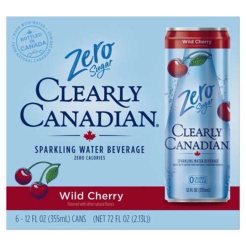 Clearly Canadian Wild Cherry Zero Sugar Sparkling Water Beverage, 12 fl oz, 6 Count
