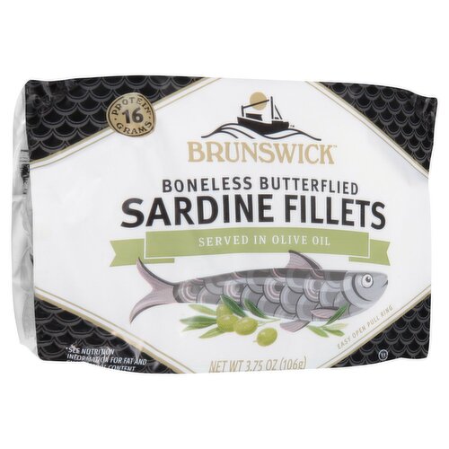 Brunswick Boneless Butterflied Sardine Fillets, 3.75 oz